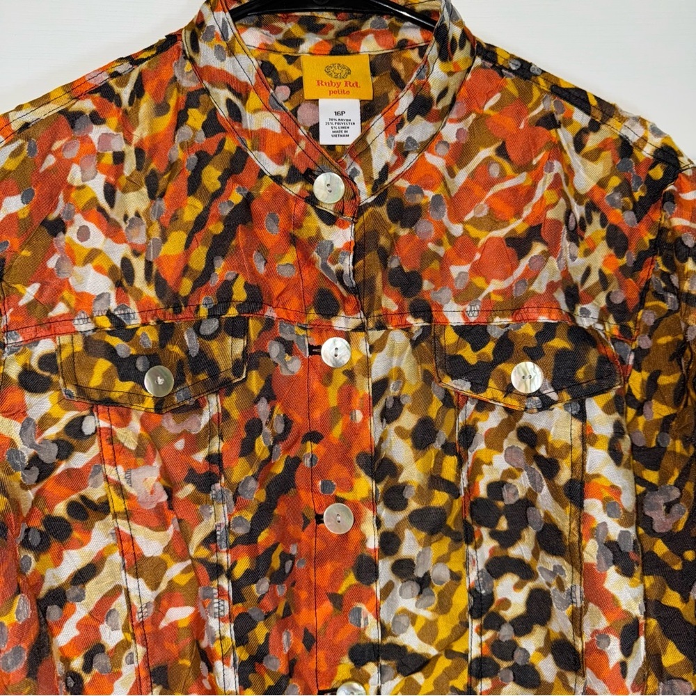 Ruby Rd. Multicolor Abstract Burn Out Button Up Jacket - Picture 5 of 13
